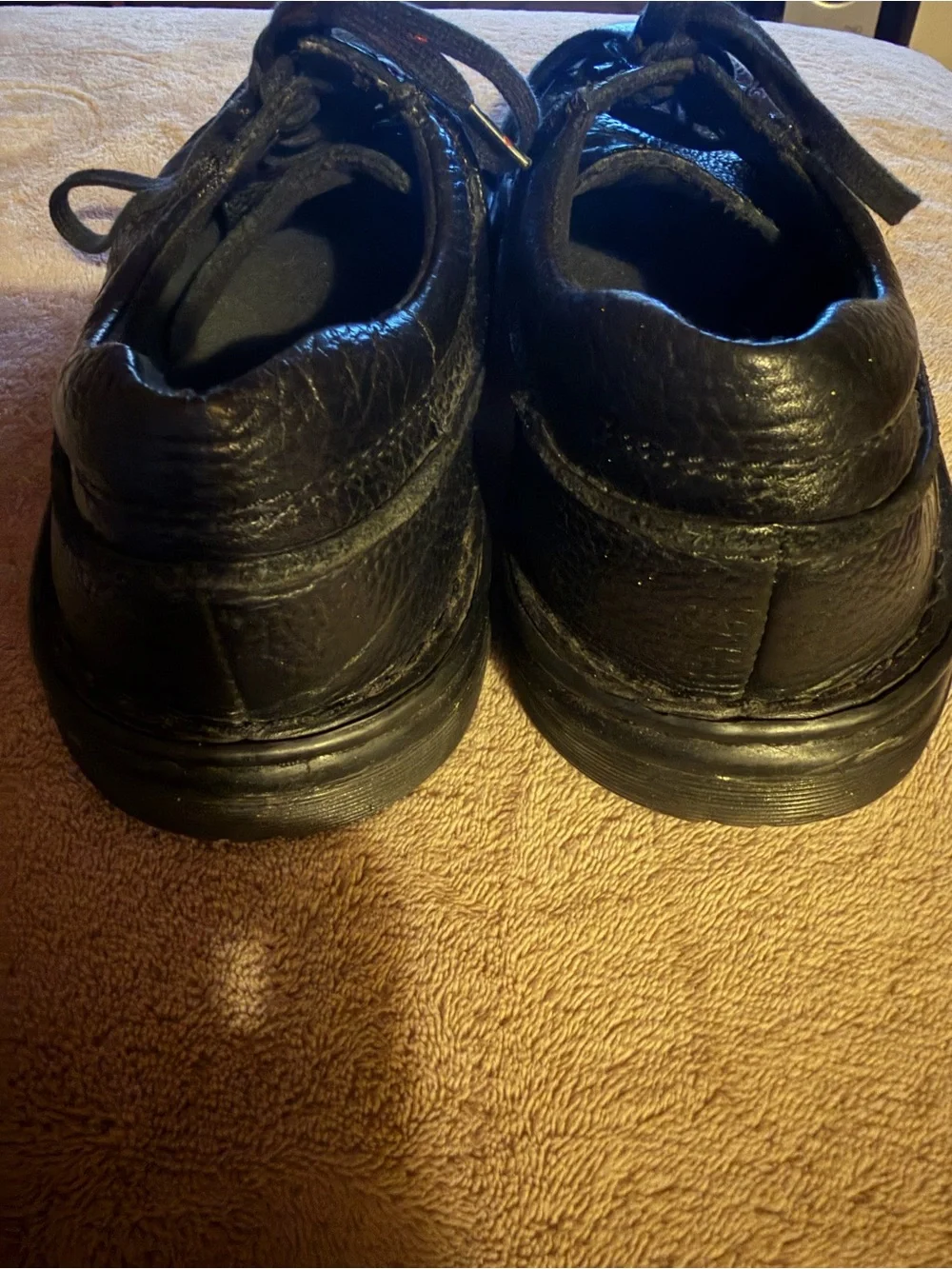 Dr. Martens Black Textured Leather Hampshire Industrial line Shoes, Size 9
